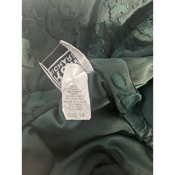 R&M Richards VTG Green Burnout Silk Blend Floral Tiered Maxi Dress Size Medium - Picture 3 of 12